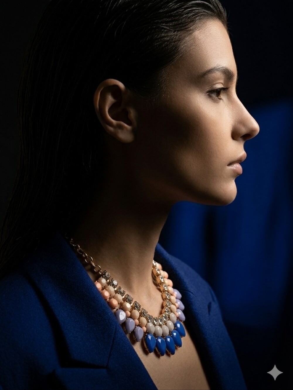 J.Crew Mixed Pastel & Cobalt Bib Statement Necklace